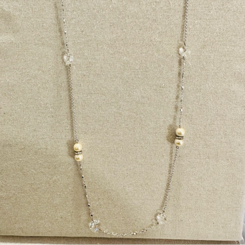 BP | Necklace | Long Faux Pearl & Crystal Necklace | Classic | Office Wear